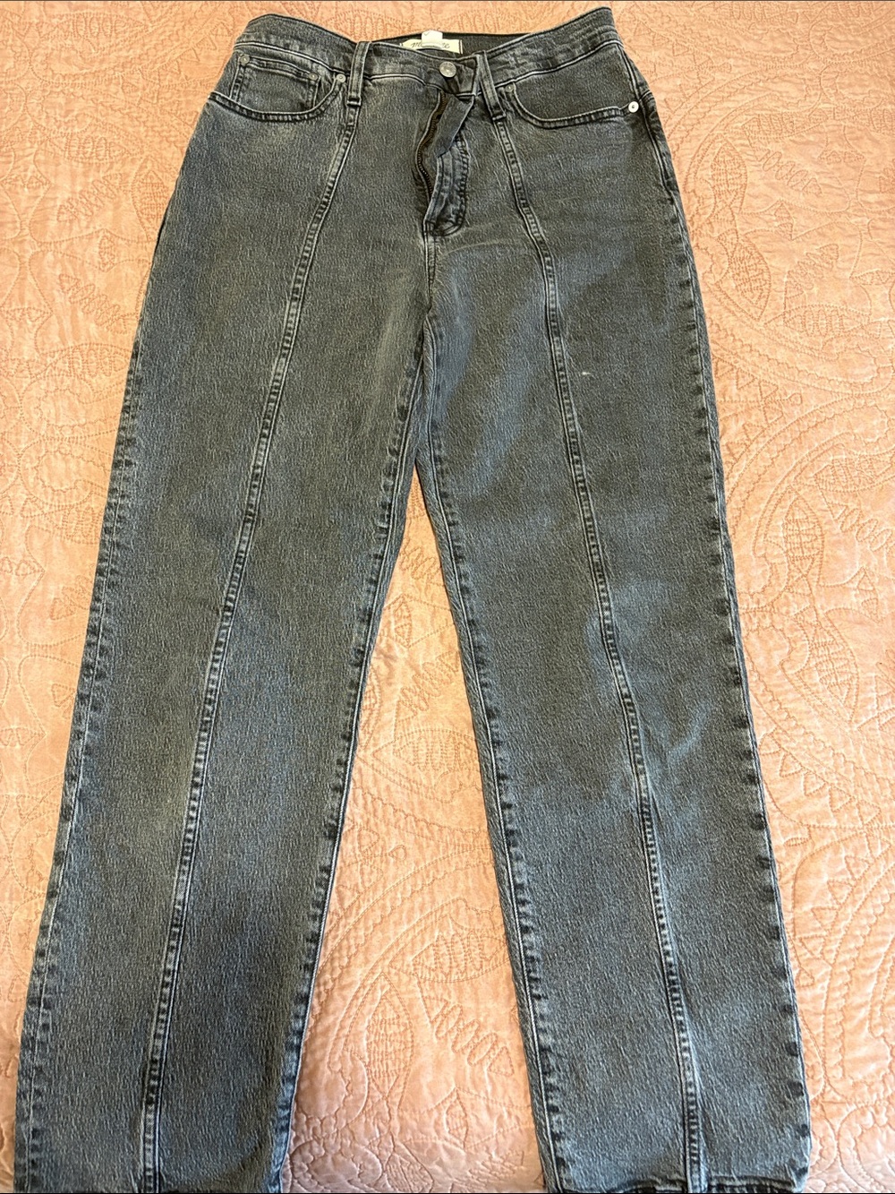 Madewell Women's Black Washed Straight-Leg Jeans